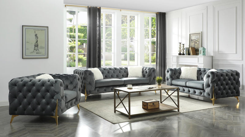 Ensemble de vie Moderno en velours gris avec accents dorés