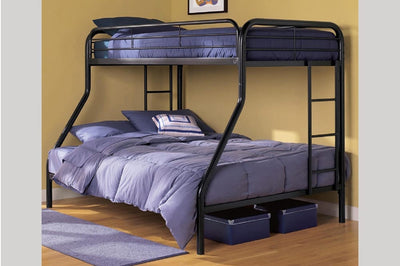 Lit simple noir sur lit superposé double - Structure en acier durable