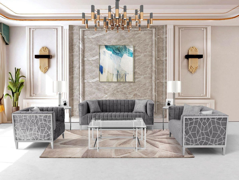 Affordable Grey Velvet Living set Canada 