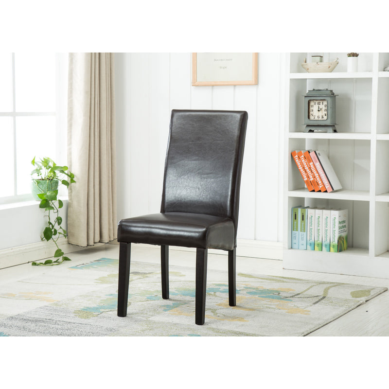 Brown Faux Leather parson chair