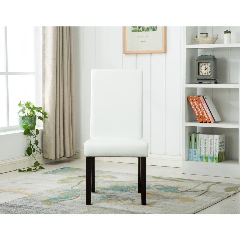 White Faux Leather parson chair