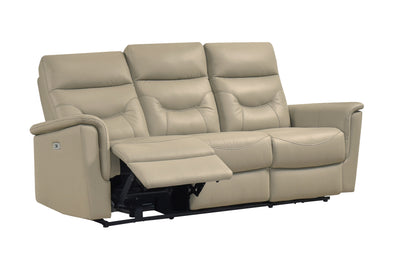 Latte Power Reclining Sofa - Top Grain Leather Match