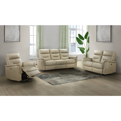 Latte Power Reclining Love Seat - Top Grain Leather Match