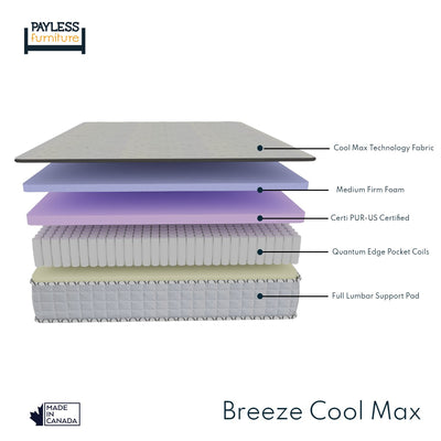 Breeze Cool Max | Matelas mi-ferme de 10 po | Ressorts ensachés Quantum Edge