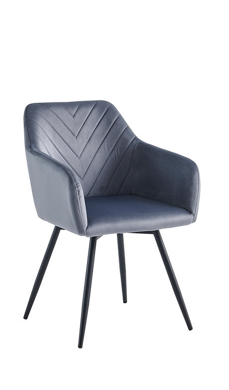 Dark Grey Aurora Noir Dining Set – 7-Piece in Marble & Charcoal Velvet
