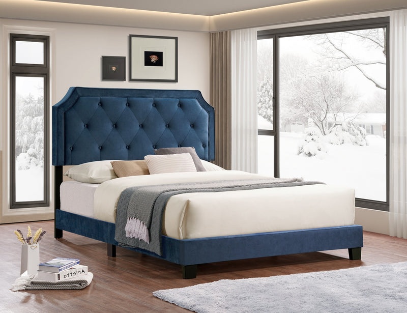 Lit plateforme RoyalBlue Elegance (velours bleu)