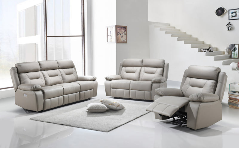 Eclipse Luxe 3-Piece Power Recliner Set – Beige Leather with USB Ports