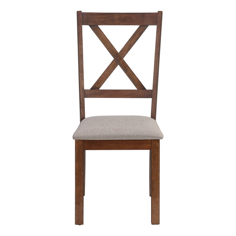 Lot de 2 chaises de salle à manger rembourrées en tissu marron avec cadre en bois de noyer