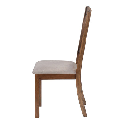 Lot de 2 chaises de salle à manger rembourrées en tissu marron avec cadre en bois de noyer