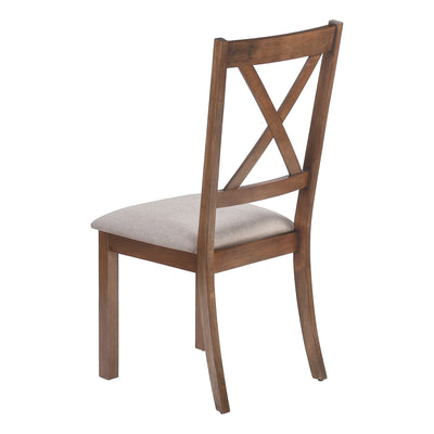 Lot de 2 chaises de salle à manger rembourrées en tissu marron avec cadre en bois de noyer