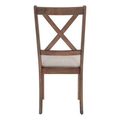 Lot de 2 chaises de salle à manger rembourrées en tissu marron avec cadre en bois de noyer