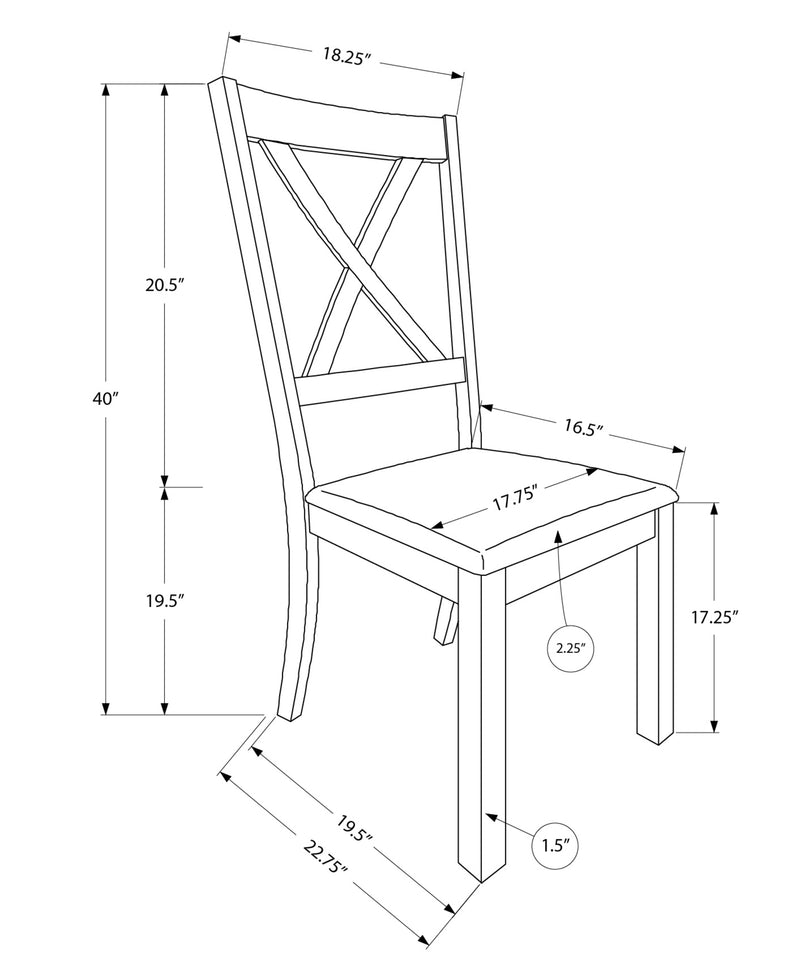 Lot de 2 chaises de salle à manger rembourrées en tissu marron avec cadre en bois de noyer