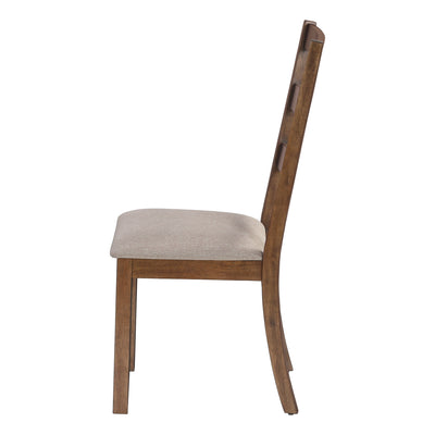 Lot de 2 chaises de salle à manger rembourrées, tissu marron, pieds en noyer