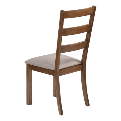 Lot de 2 chaises de salle à manger rembourrées, tissu marron, pieds en noyer