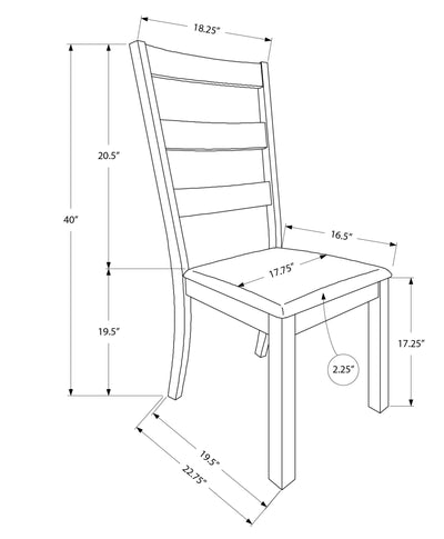 Lot de 2 chaises de salle à manger rembourrées, tissu marron, pieds en noyer