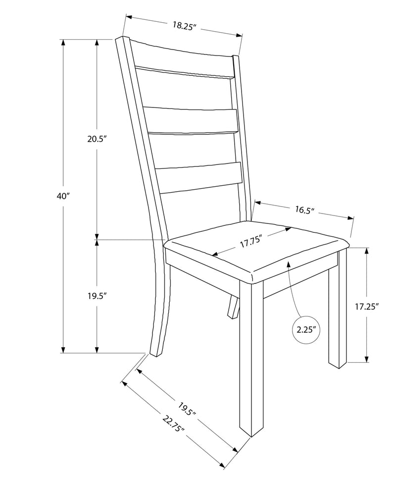 Lot de 2 chaises de salle à manger rembourrées, tissu marron, pieds en noyer