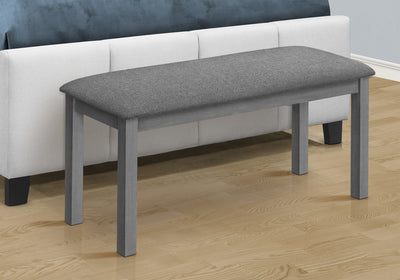 42" Wood Upholstered Bench in Grey - Transitional Style for Dining Room, Kitchen, Entryway