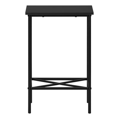 Table d'appoint contemporaine en métal noir à 2 niveaux pour petit salon ou chambre à coucher