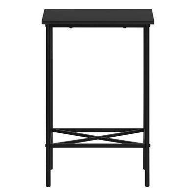 Table d'appoint contemporaine en métal noir à 2 niveaux pour petit salon ou chambre à coucher