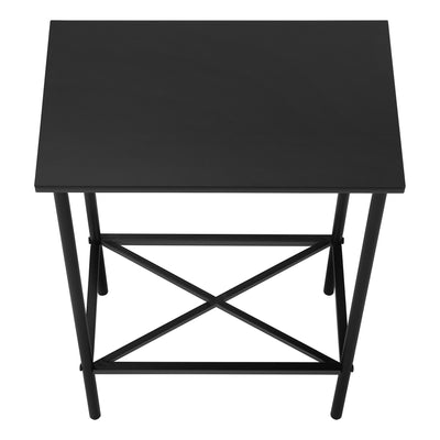 Table d'appoint contemporaine en métal noir à 2 niveaux pour petit salon ou chambre à coucher