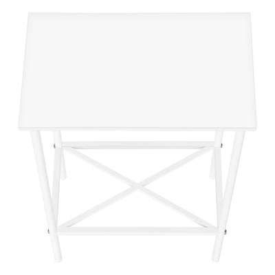 Petite table d'appoint en métal blanc à 2 niveaux - Table d'appoint de salon moderne