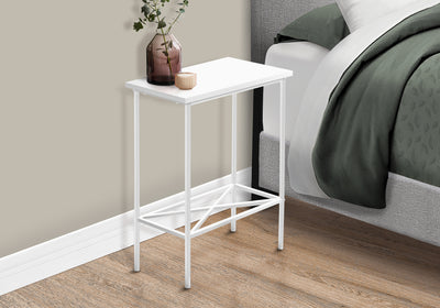 Petite table d'appoint en métal blanc à 2 niveaux - Table d'appoint de salon moderne