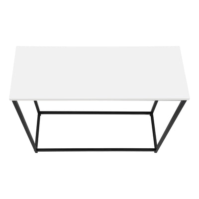 Table d'appoint contemporaine en stratifié blanc avec cadre en métal noir