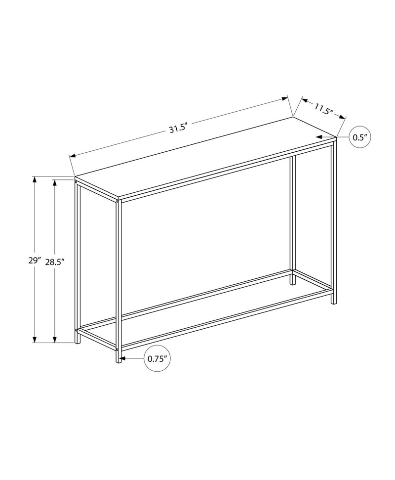 Modern White Marble Look Accent Table with Black Metal Frame - Contemporary Console Table for Living Room or Entryway