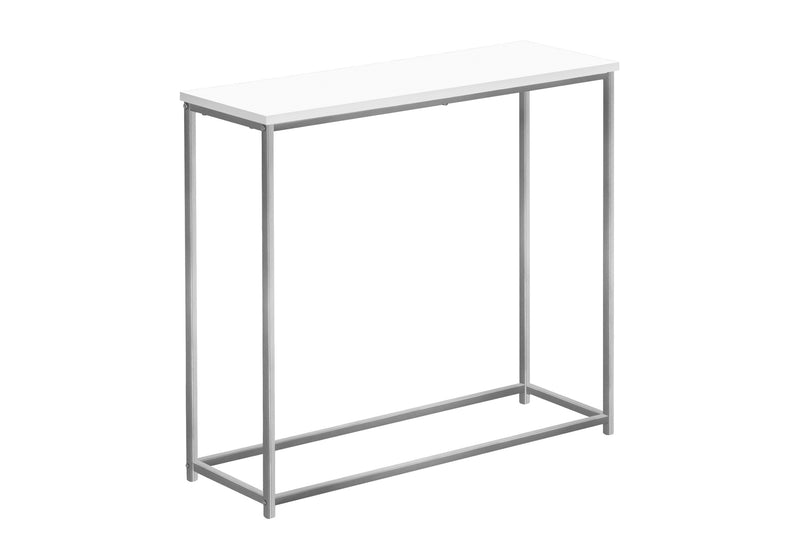 Modern White Laminate Accent Table with Grey Metal Base