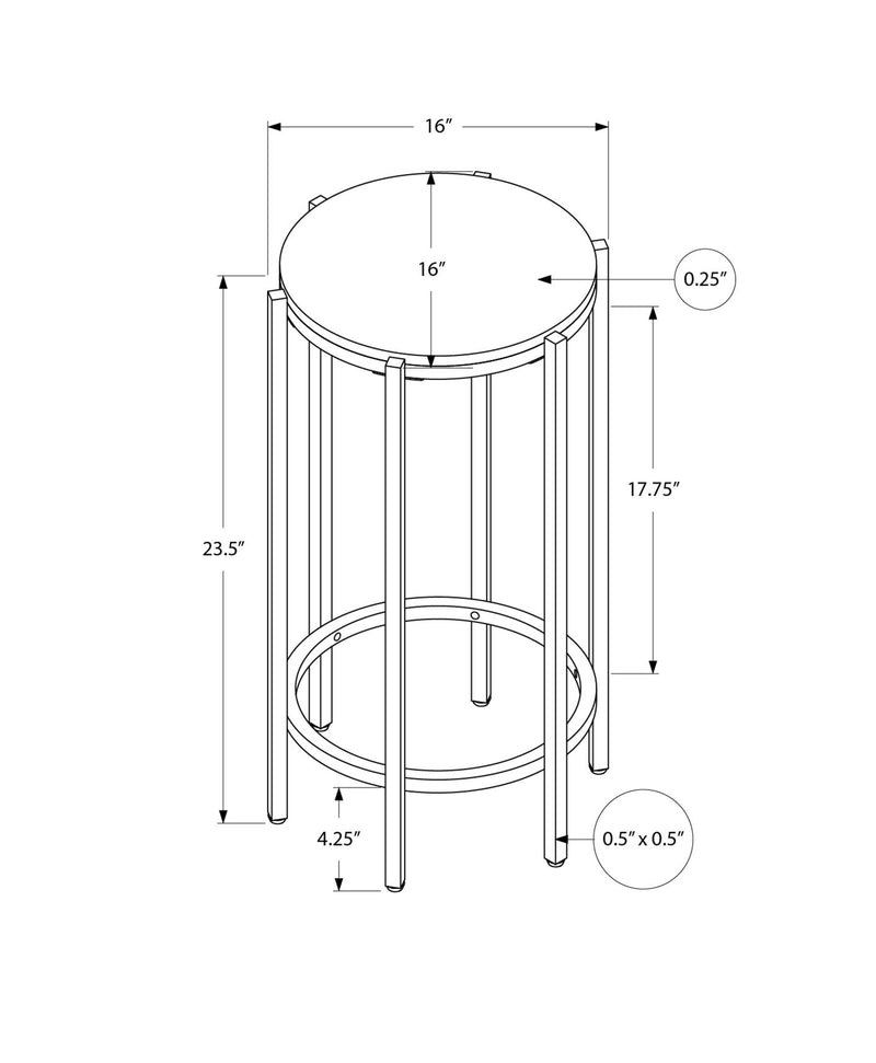 Contemporary Round Accent Table in Dark Bronze Laminate and Black Metal