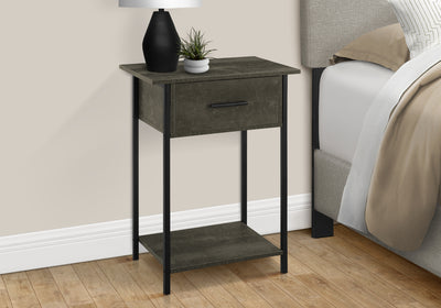 Contemporary 2 Tier Accent Table with Storage Drawer - Dark Bronze Laminate