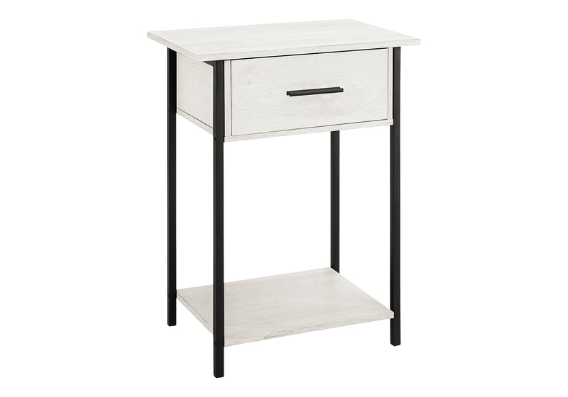 Contemporary 2 Tier Accent Table with Storage Drawer - Washed Oak Laminate