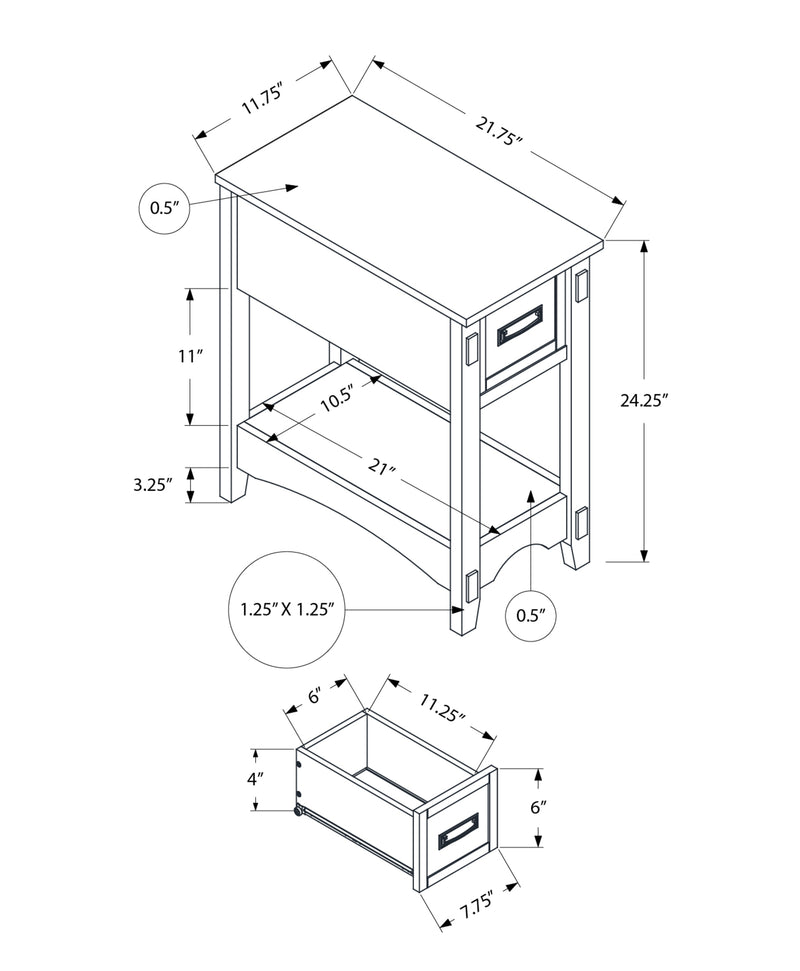 Transitional Brown Veneer Accent Table with Storage Drawer