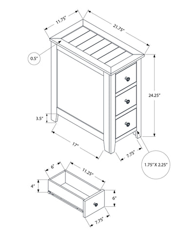 Table d'appoint en placage marron avec tiroir de rangement - Table de chevet de transition pour chambre à coucher