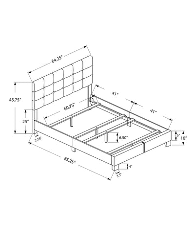 Queen Size Upholstered Black Boucle Bed Frame - Transitional Bedroom Decor