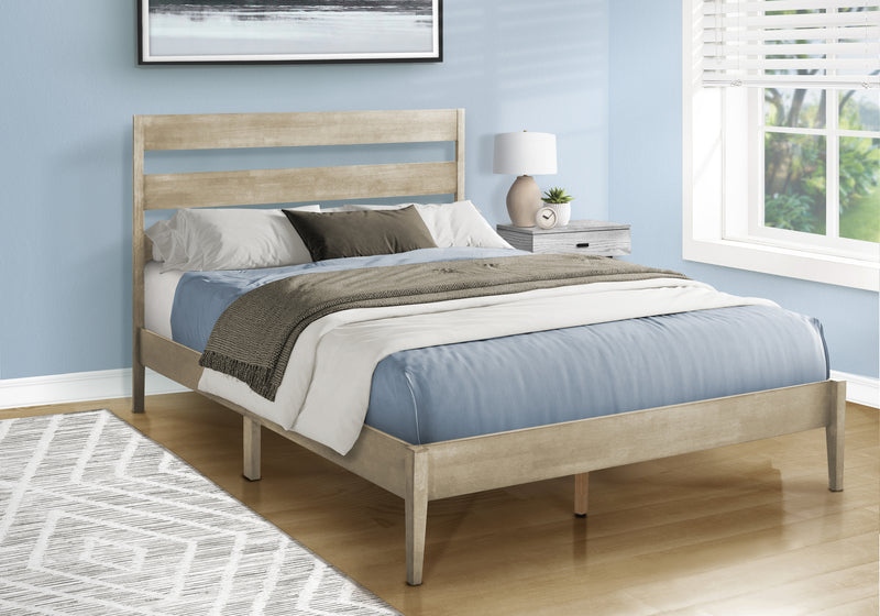 Cadre de lit plateforme en bois gris Queen Size - Chambre contemporaine