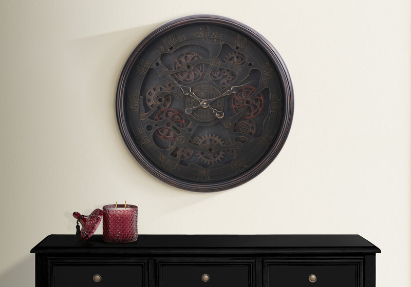 Grande horloge murale ronde de 30 po en noir - Style transitionnel