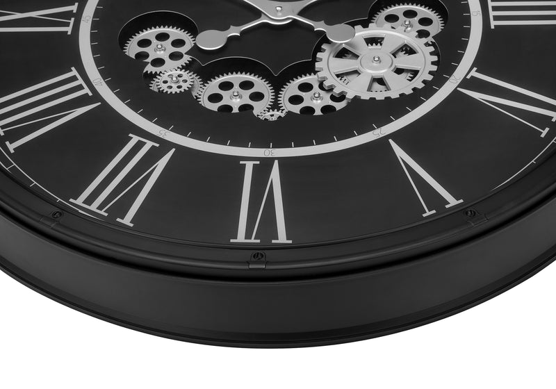 Grande horloge murale ronde de 30 po en noir - Style transitionnel