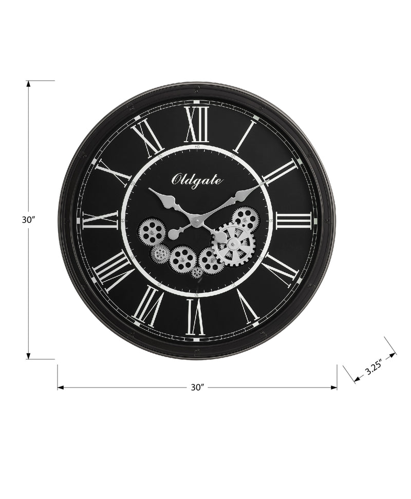 Grande horloge murale ronde de 30 po en noir - Style transitionnel