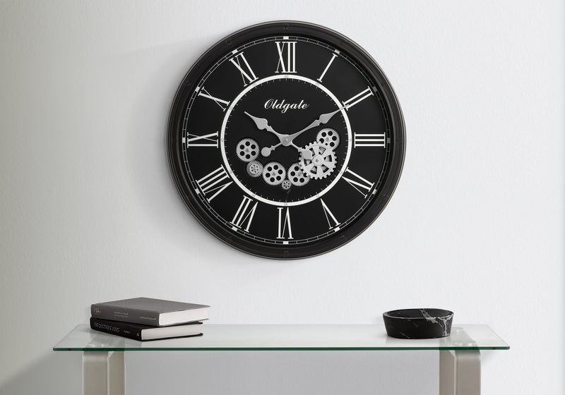 Grande horloge murale ronde de 30 po en noir - Style transitionnel