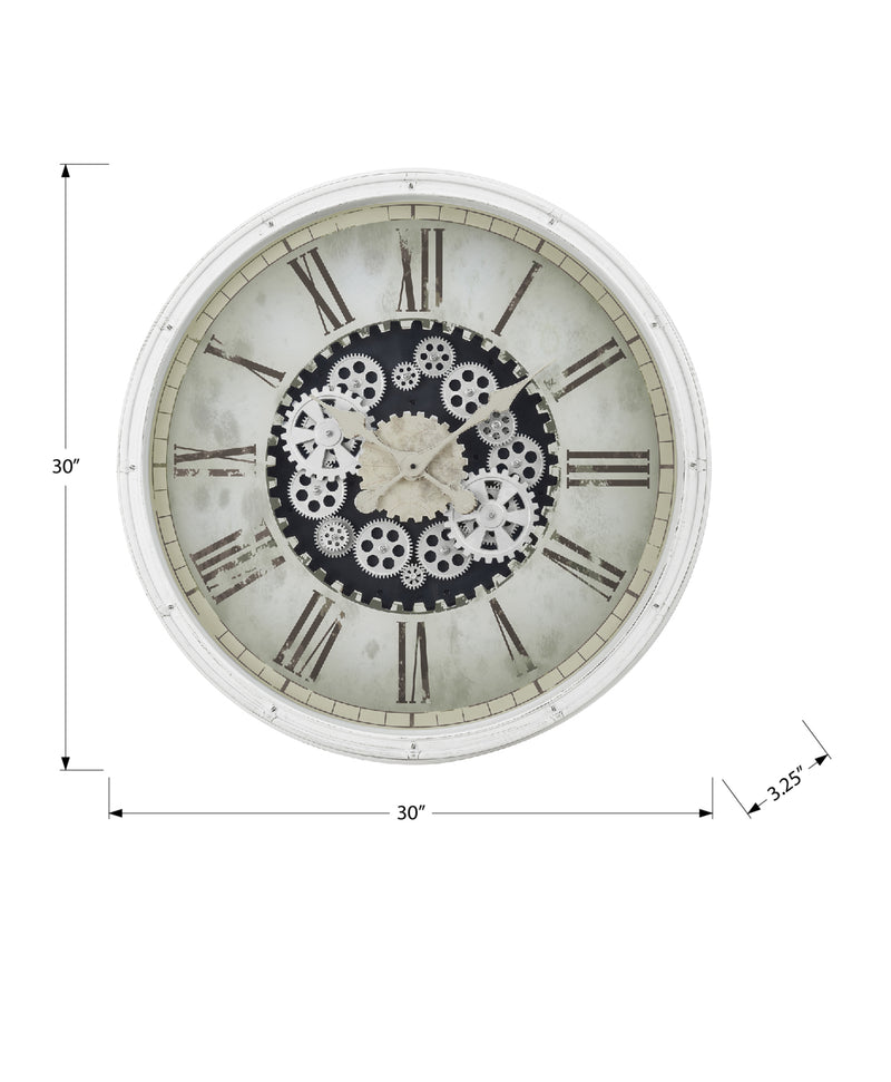 Grande horloge murale ronde surdimensionnée de 30 po avec mécanisme à engrenages - Style transitionnel