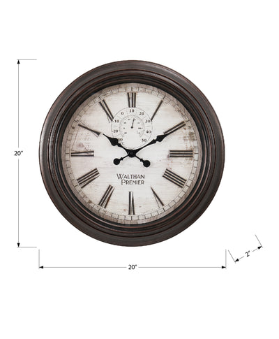 Horloge murale ronde marron de 20 po – Style transitionnel