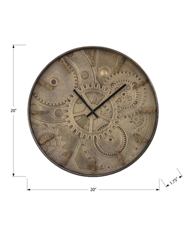 Horloge murale ronde marron de 20 po – Style transitionnel