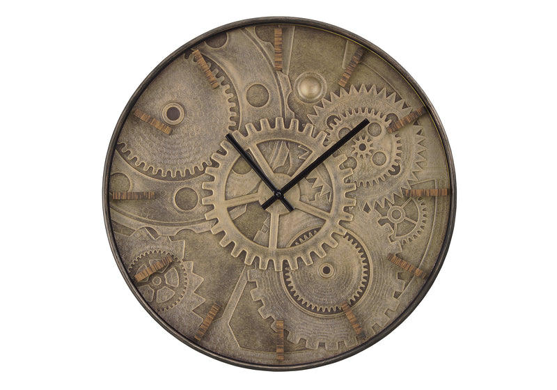 Horloge murale ronde marron de 20 po – Style transitionnel