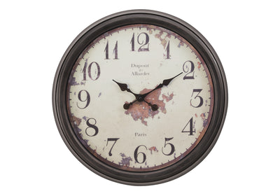 Horloge murale ronde marron de 20 po – Style transitionnel