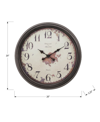 Horloge murale ronde marron de 20 po – Style transitionnel