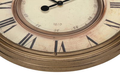 Horloge murale ronde de 20 po de style transitionnel marron antique - Décor vintage