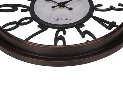 Horloge murale ronde de 16 po de couleur marron antique – Style transitionnel