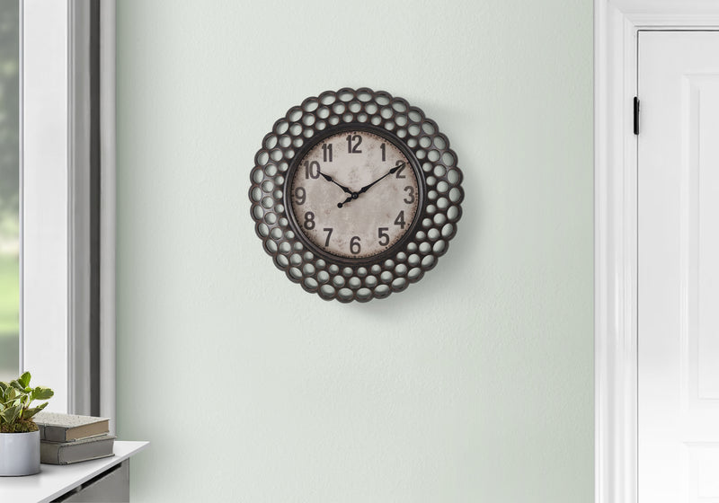 Horloge murale ronde vert foncé de 16 po – Design transitionnel