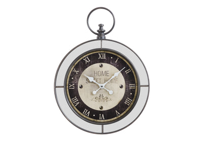 Horloge murale ronde en miroir marron de 18 po - Style transitionnel